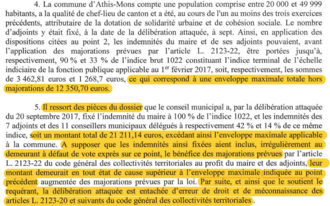 Jugement du Tribunal de Versailles concernant la délibération fixant le montant des indemnités d’élus d’Athis-Mons